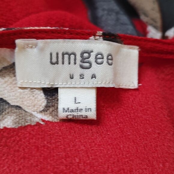 Umgee  red floral print romper  Sz L - Picture 5 of 5